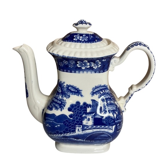 Vintage Spode England Blue Tower Coffee Pot & Lid Cottagecore Luxury Replacement